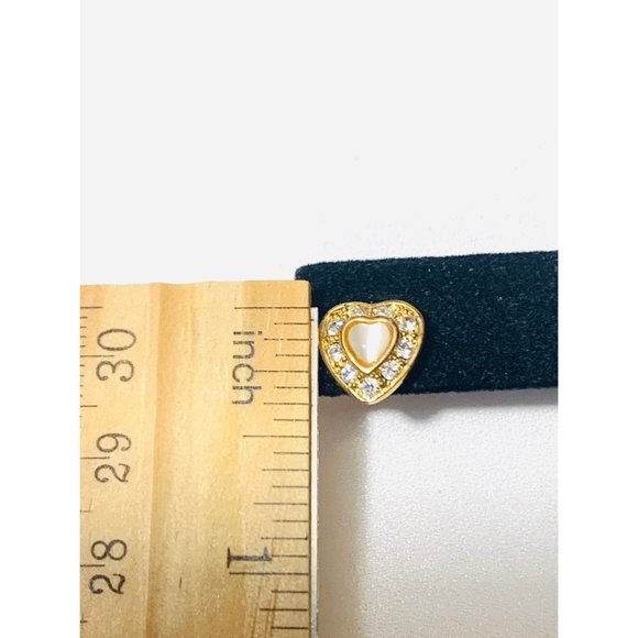 Vintage Signed Roman Rhinestone Heart Earrings - Picture 4 of 9